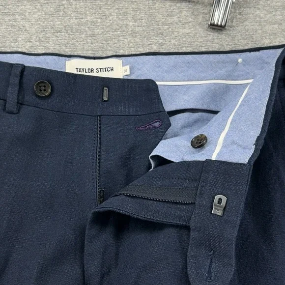 Taylor Stitch Dress Pants Men Size 30x32 Blue Virgin Wool Linen Blend